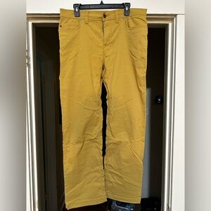 Prana Brion Men's Yellow Pants 35W X 32L